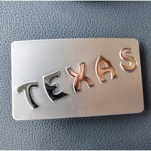 Vintage Texas Raised Silver Letters Rectangle Belt Buckle